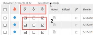 Boxes highlighting check marked fields