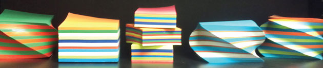 Stacks of colored paper